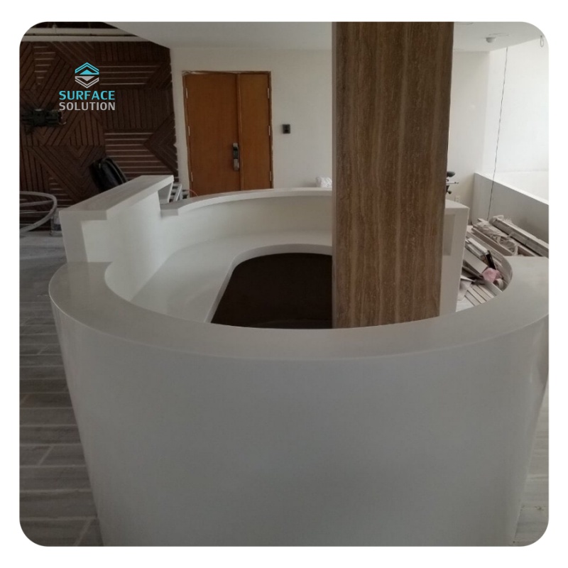 Solid Surface Marble Luxury Modern Square Shape White Marble Reception Desks Design