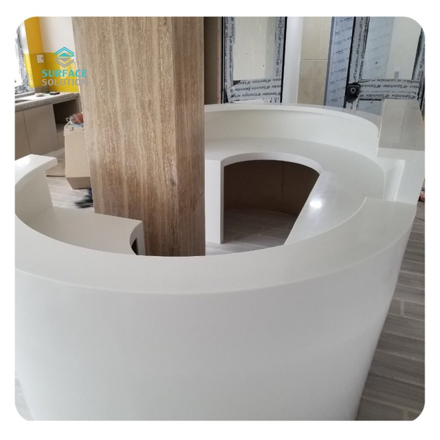 Solid Surface Marble Luxury Modern Square Shape White Marble Reception Desks Design