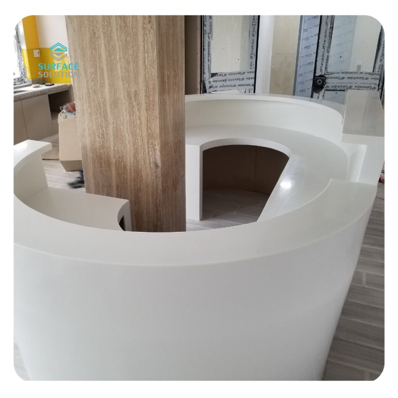 Solid Surface Marble Luxury Modern Square Shape White Marble Reception Desks Design