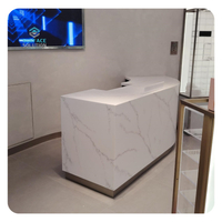 Solid Surface Marble Luxury Modern Square Shape White Marble Reception Desks Design