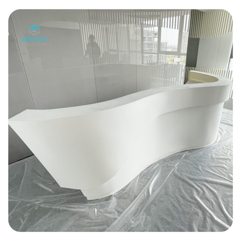 Hotel Custom Recption Desk Artificial Stone Sheet Colors Solid Surface Big Slabs 