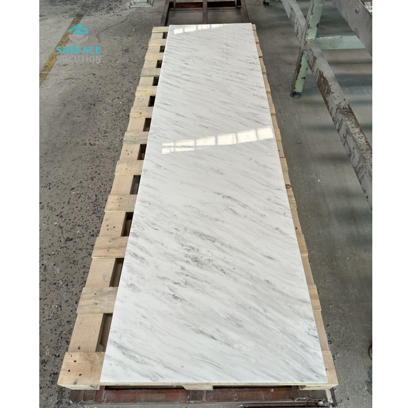 White Artificial Marble Customized Veins Countertops Vanity Solid Surface Stone Sheets for Bathroom Counter Top 