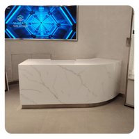 Solid Surface Marble Luxury Modern Square Shape White Marble Reception Desks Design