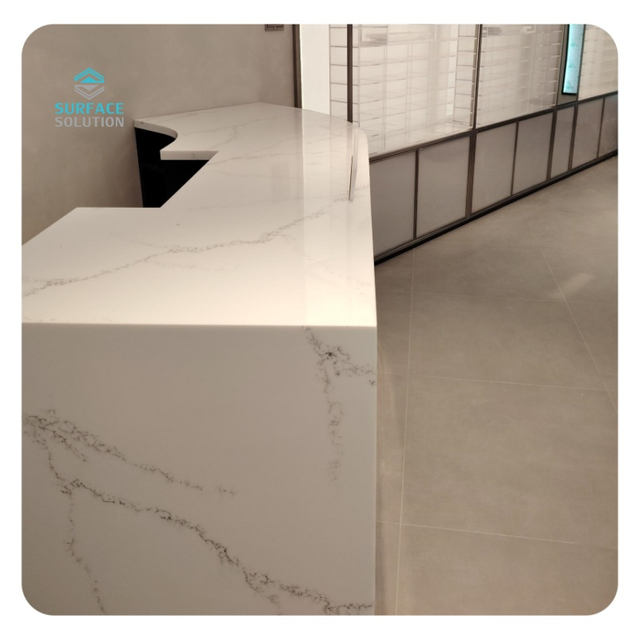 Solid Surface Marble Luxury Modern Square Shape White Marble Reception Desks Design